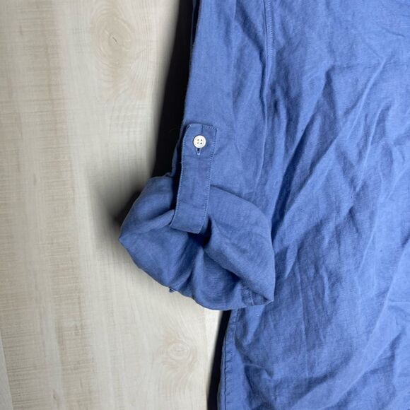 Talbots blue chambray denim‎ button front shirt top, size medium - Picture 2 of 13